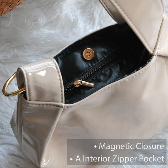 Women's Vegan Leather Clutch Small Tote Night Out Wristlet Stylish - Picture 4 of 7